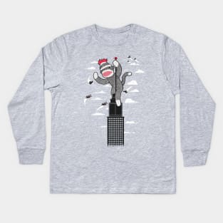 Sock Monkey Just Wants a Friend Kids Long Sleeve T-Shirt